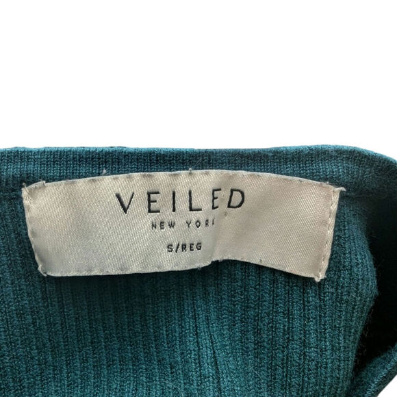 Veiled Modest Long Sleeve Bodysuit Turquoise Ribbed Size Small - Picture 2 of 6